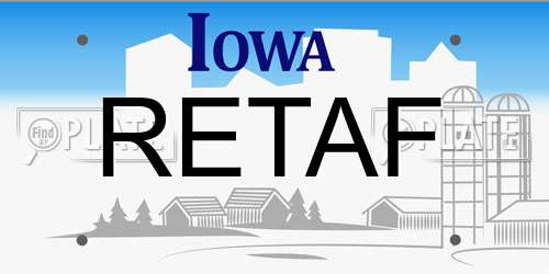 RETAF Iowa License Plate