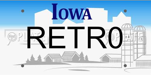 RETR0 Iowa License Plate