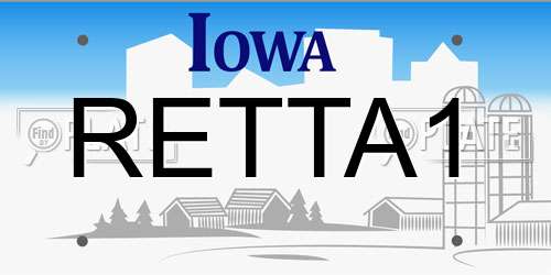 RETTA1 Iowa License Plate