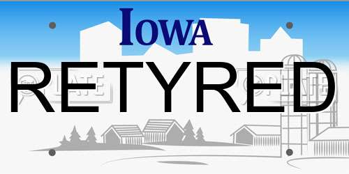 RETYRED Iowa License Plate