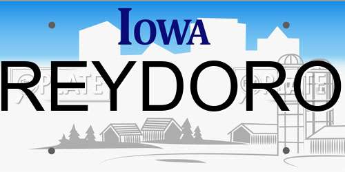 REYDORO Iowa License Plate