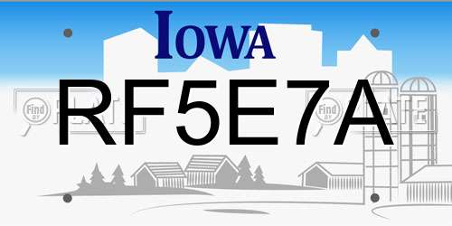 RF5E7A Iowa License Plate