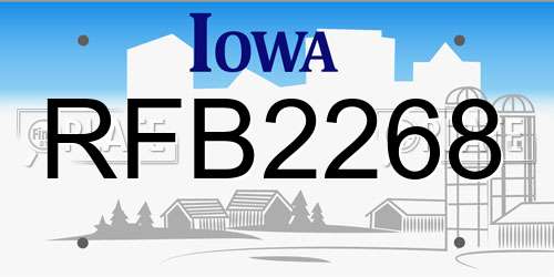 RFB2268 Iowa License Plate