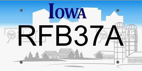 RFB37A Iowa License Plate