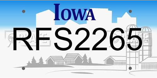 RFS2265 Iowa License Plate