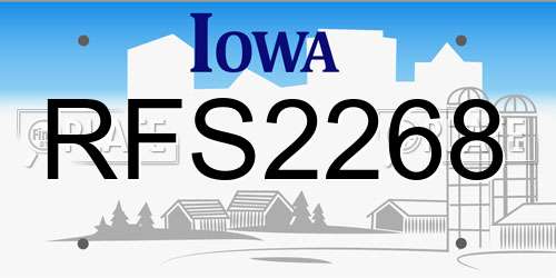 RFS2268 Iowa License Plate