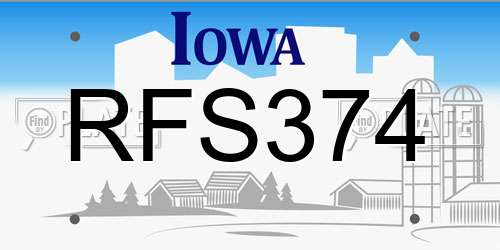 RFS374 Iowa License Plate