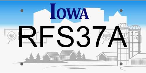 RFS37A Iowa License Plate