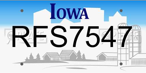 RFS7547 Iowa License Plate