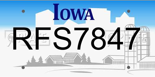 RFS7847 Iowa License Plate