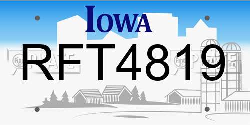 RFT4819 Iowa License Plate