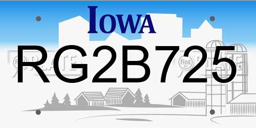 RG2B725 Iowa License Plate