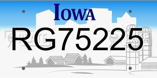 RG75225 Iowa License Plate