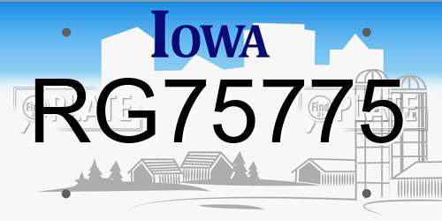 RG75775 Iowa License Plate