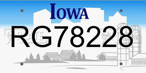 RG78228 Iowa License Plate