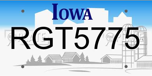 RGT5775 Iowa License Plate