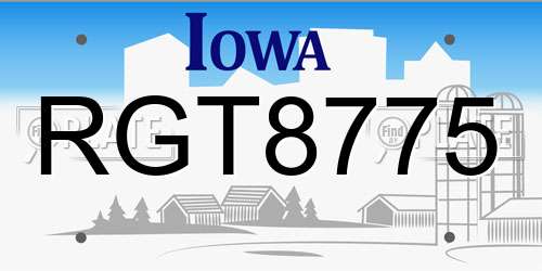 RGT8775 Iowa License Plate