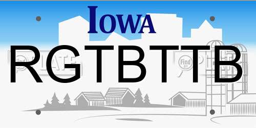 RGTBTTB Iowa License Plate