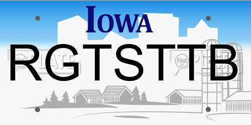 RGTSTTB Iowa License Plate