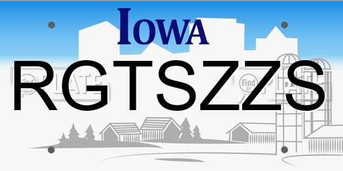 RGTSZZS Iowa License Plate