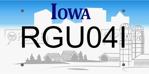 RGU04I Iowa License Plate