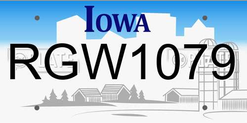 RGW1079 Iowa License Plate