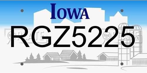 RGZ5225 Iowa License Plate