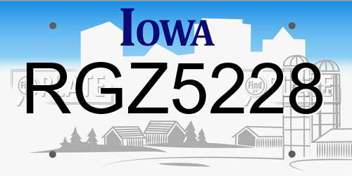 RGZ5228 Iowa License Plate