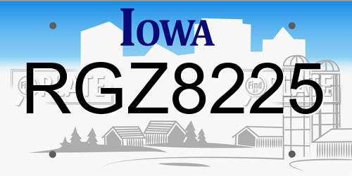 RGZ8225 Iowa License Plate