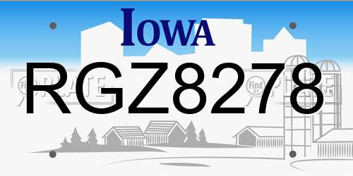 RGZ8278 Iowa License Plate