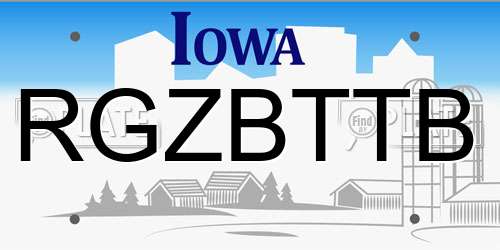RGZBTTB Iowa License Plate