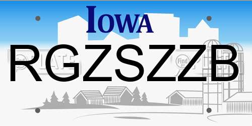 RGZSZZB Iowa License Plate