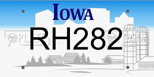 RH282 Iowa License Plate