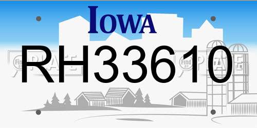 RH33610 Iowa License Plate