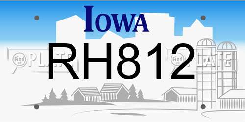 RH812 Iowa License Plate