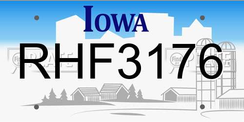 RHF3176 Iowa License Plate