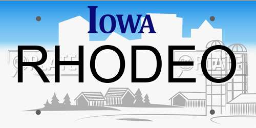 RHODEO Iowa License Plate