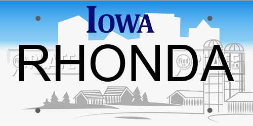 RHONDA Iowa License Plate