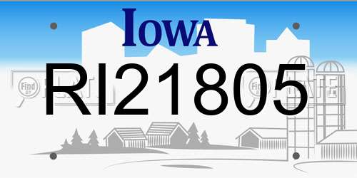 RI21805 Iowa License Plate
