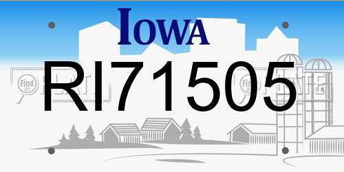 RI71505 Iowa License Plate
