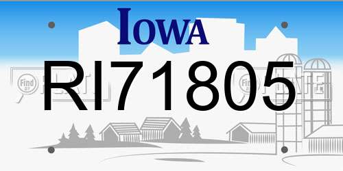 RI71805 Iowa License Plate