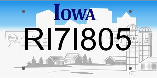 RI7I805 Iowa License Plate
