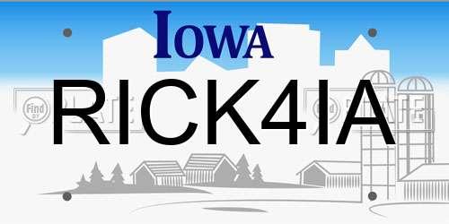 RICK4IA Iowa License Plate