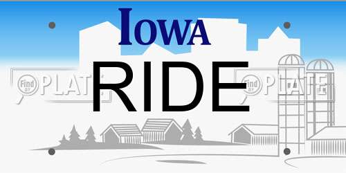 RIDE Iowa License Plate