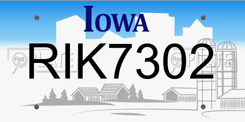 RIK7302 Iowa License Plate
