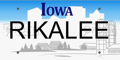 RIKALEE Iowa License Plate