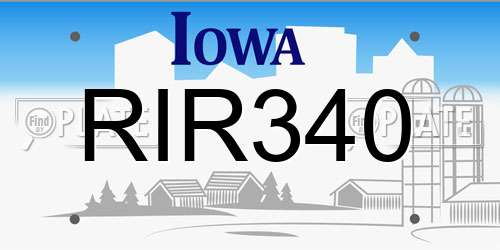 RIR340 Iowa License Plate