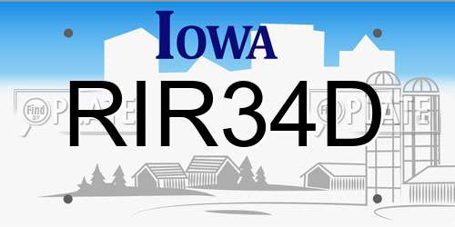 RIR34D Iowa License Plate