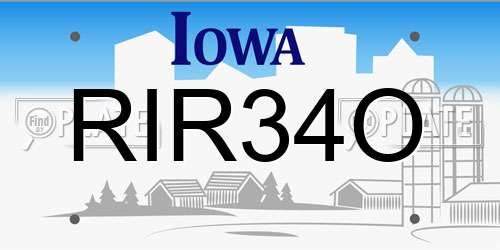 RIR34O Iowa License Plate