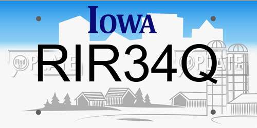 RIR34Q Iowa License Plate